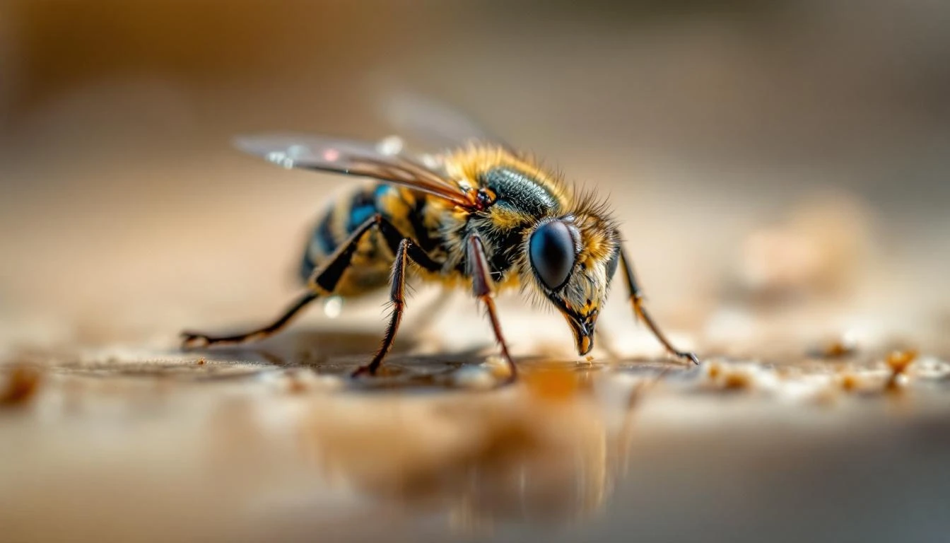 Pupe de mouche dans une cuisine près de l'évier, exemple d'infestation domestique